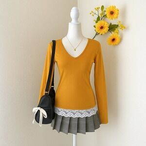 Active Basic Mustard Long Sleeve Top – Size Small